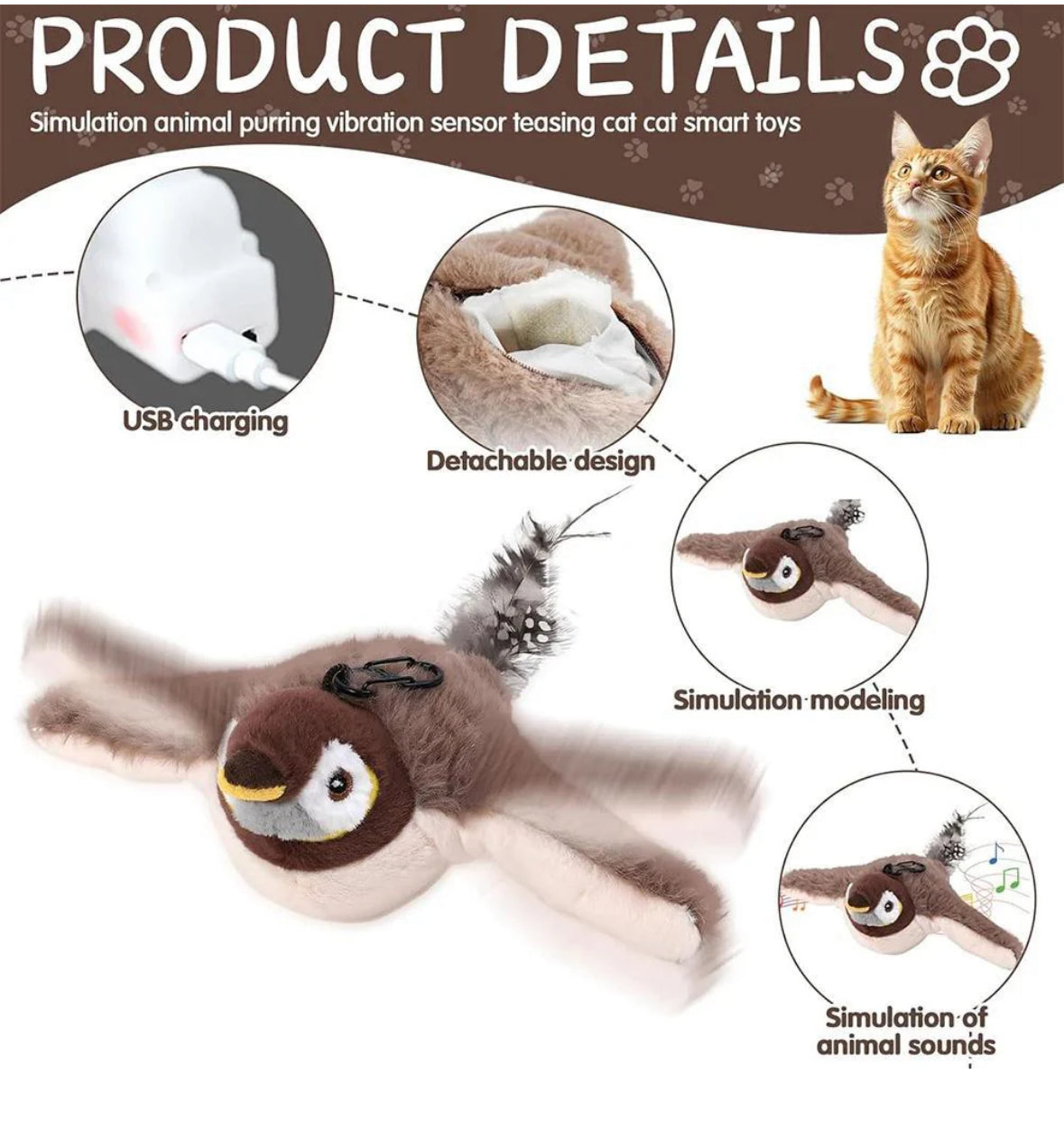 Flapping Sparrow Cat Toy